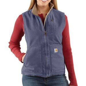 Carhartt Women's Sherpa-Lined Vest Blue Full Zip Outdoor Barn Work Chore Sz XL